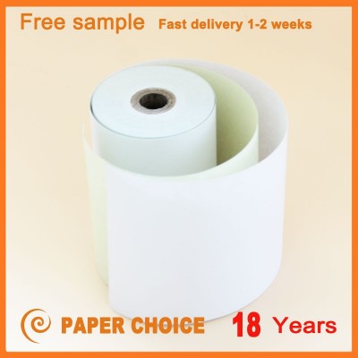 80 Gsm Smooth White Ncr Carbonless Copy Paper Roll 76x76mm